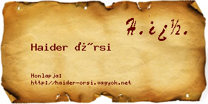 Haider Örsi névjegykártya